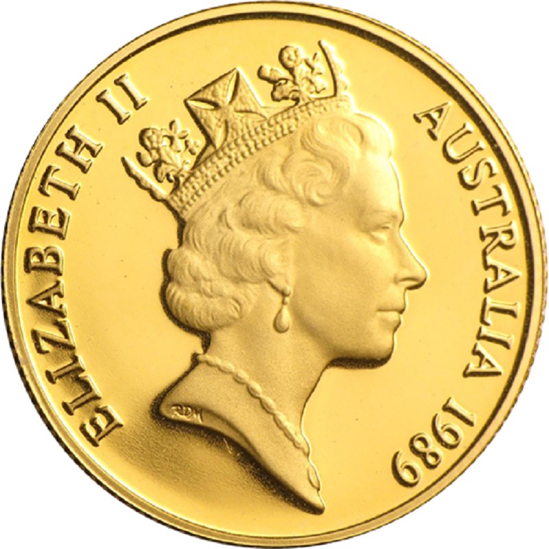 Золотая монета Австралии "Плащеносная ящерица" 1989 г.в., 9.17 г чистого золота (Проба 0,917)