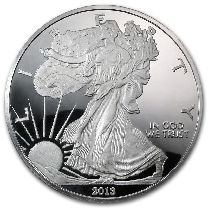 Комиссия: Серебряный жетон «Американский Орел» 2013 г.в., 124 г чистого серебра (проба 0,999)