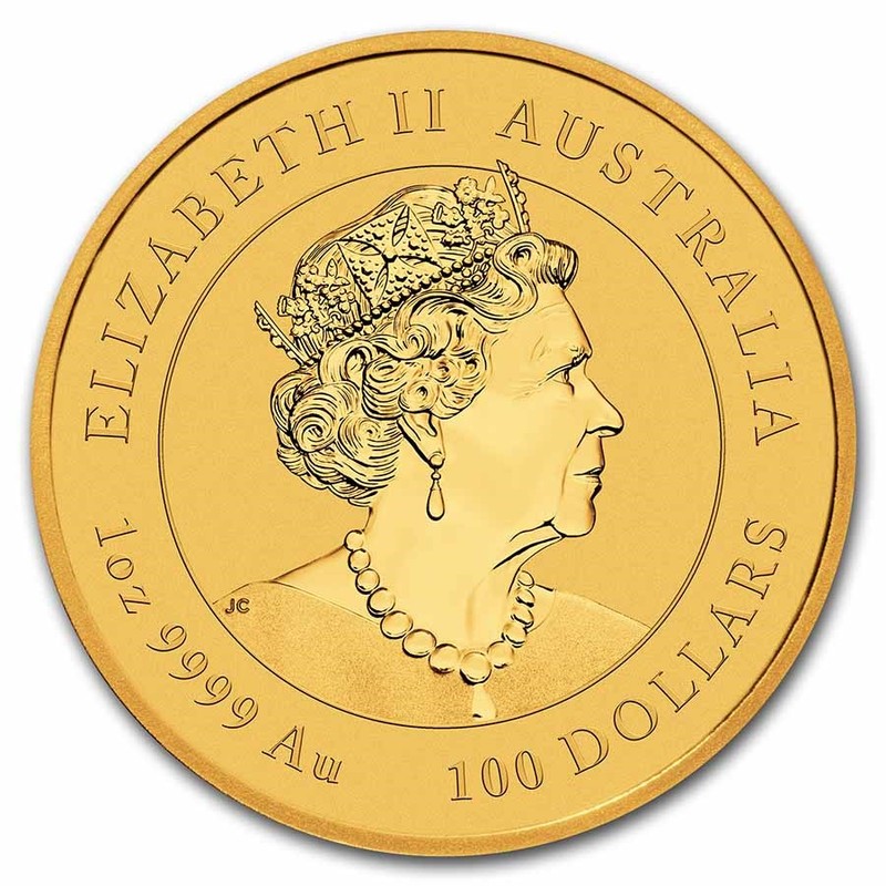 Золотая монета Австралии "Лунар III - Год Тигра" 2022 г.в., 31.1 г чистого золота (Проба 0,9999)