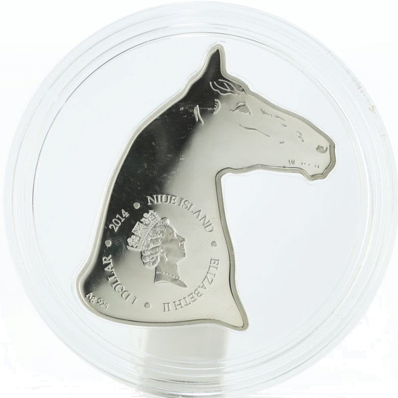 Серебряная монета Ниуэ "Голова Лошади" 2014 г.в., 26.16 г чистого серебра (Проба 0,925)