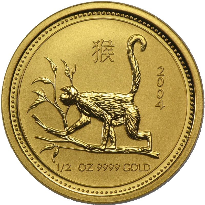 Комиссия: Золотая монета Австралии «Год Обезьяны» 2004 г.в., 15,55 г чистого золота (проба 0,9999)