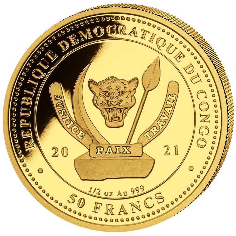Набор из 4-х золотых монет Конго "Дикая природа мира - Белоголовый орлан" 2021 г.в., 31.1+15.55+7.78+3.11 г чистого золота (Проба 0,999)