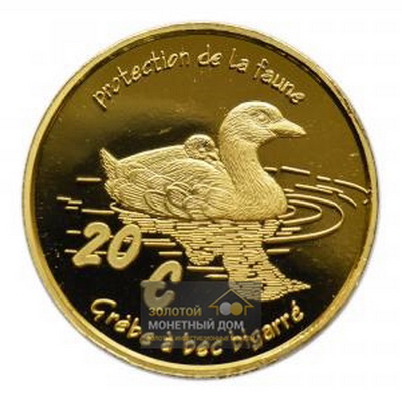 Комиссия: Золотая монета Франции «Сен-Бартелеми. Защита фауны. Каролинская поганка» 2004 г.в., 8,4 г чистого золота (проба 0,916)