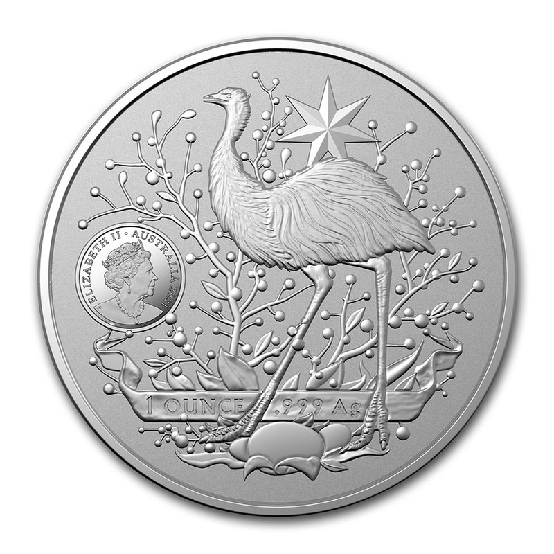 Серебряная монета Австралии "Герб Австралии" 2021 г.в., 31.1 г чистого серебра (Проба 0,999)