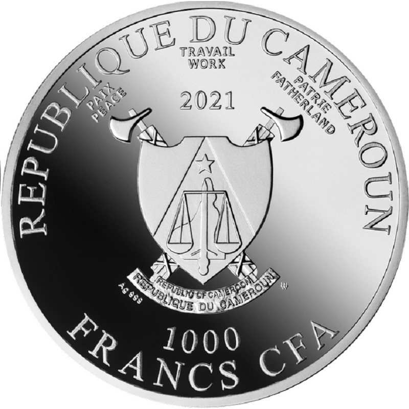 Серебряная монета Камеруна "Успех в твоих руках. Рубиновый выпуск" 2021 г.в., 31.1 г чистого серебра (Проба 0,999)