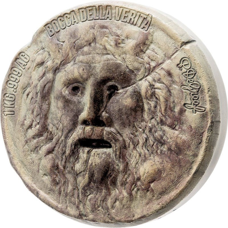 Серебряная монета Бенина "Уста Истины" 2021 г.в., 1000 г чистого серебра (Проба 0,999)