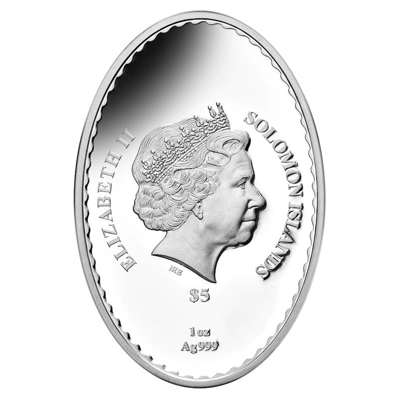 Серебряная монета Соломоновых островов "Дед Мороз (матрешка)" 2020 г.в., 31.1 г чистого серебра (Проба 0,999)
