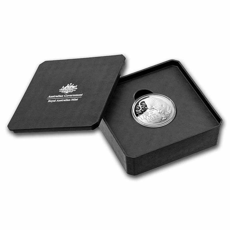 Серебряная монета Австралии "Год Тигра" 2022 г.в. (Королевский монетный двор), 31.1 г чистого серебра (Проба 0,999)