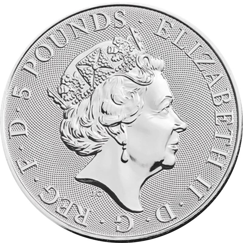 Серебряная монета Великобритании «Белый Грейхаунд Ричмонда» 2021 г.в., 62.2 г чистого серебра (проба 0.9999)