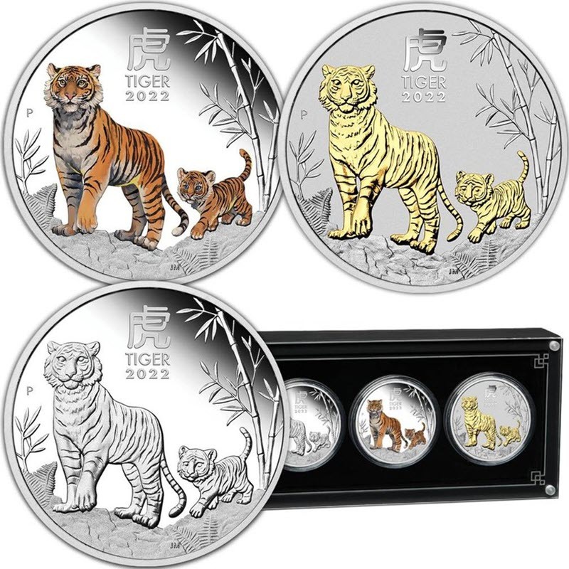 Набор из 3-х серебряных монет Австралии 