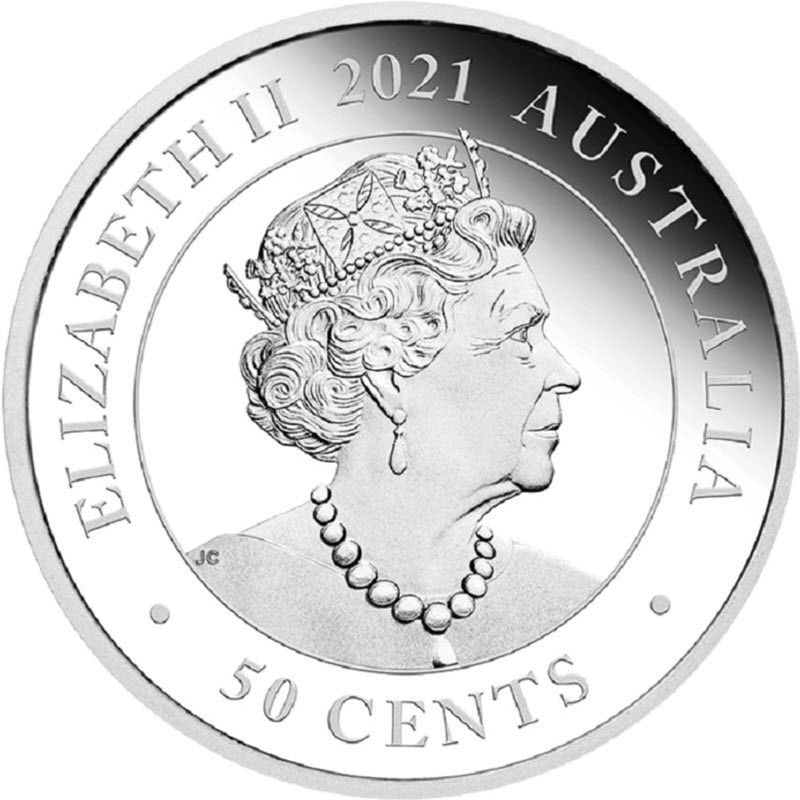 Серебряная монета Австралии "Спящий малыш вомбат" 2021 г.в., 15.55 г чистого серебра (Проба 0,999)