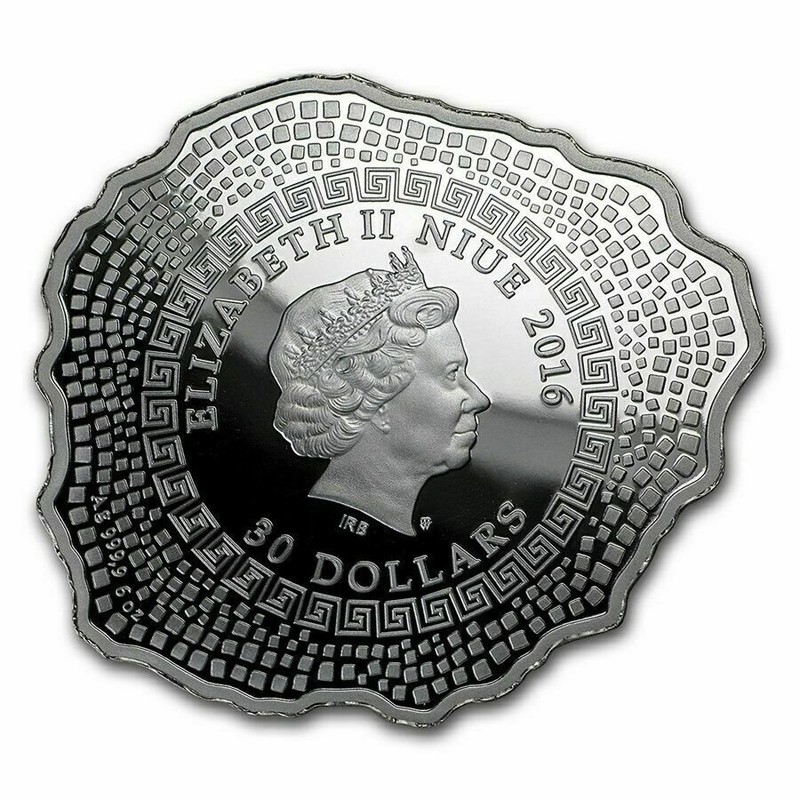 Серебряная монета Ниуэ "Вулкан Везувий" 2016 г.в., 186.6 г чистого серебра (Проба 0,999)