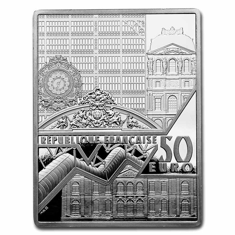 Серебряная монета Франции "Ян Вермеер. Девушка с жемчужной сережкой" 2021 г.в., 100 г чистого серебра (Проба 0,999)