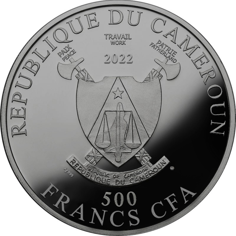 Серебряная монета Камеруна "Год Тигра" 2022 г.в., 14.14 г чистого серебра (Проба 0,999)