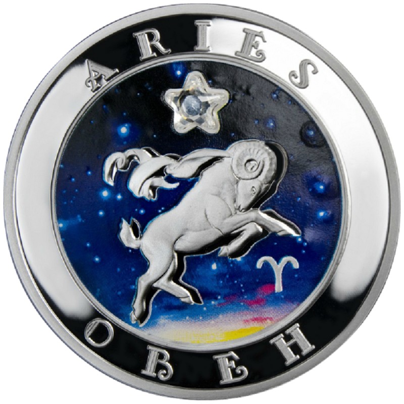Серебряная монета Армении "Знаки Зодиака. Овен" 2008 г.в., 26.16 г чистого серебра (Проба 0,925)