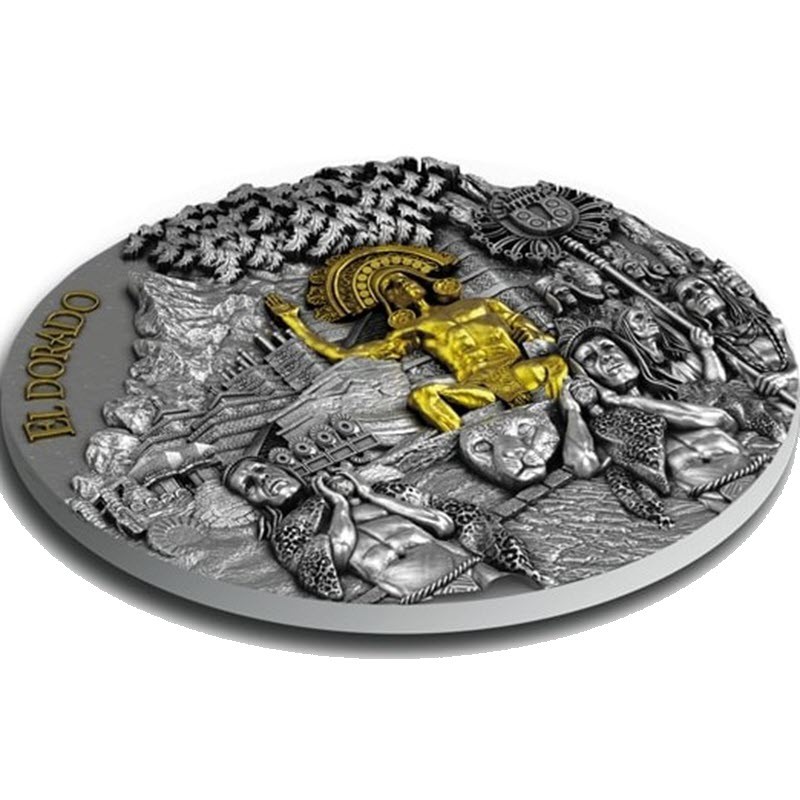 Серебряная коллекционная монета Ниуэ "Воины Эльдорадо" 2020 г.в., 62.2 г чистого серебра (проба 0,999)