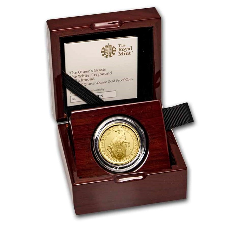 Золотая монета Великобритании "Белый Грейхаунд Ричмонда" 2021 г.в. (пруф), 7.78 г чистого золота (проба 0.9999)