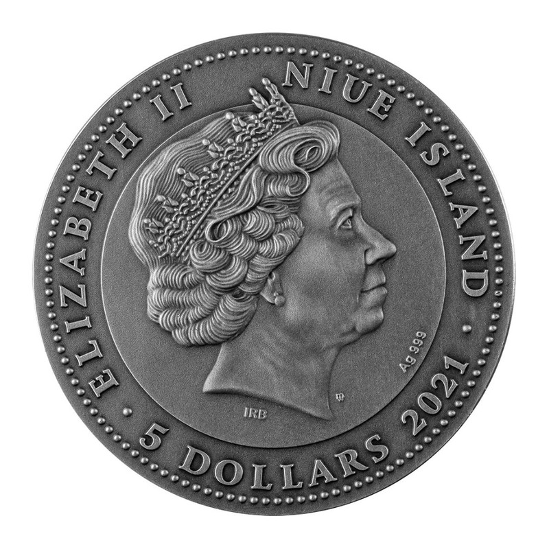 Серебряная монета Ниуэ "Коралловый риф" 2021 г.в., 62.2 г чистого серебра (Проба 0,999)