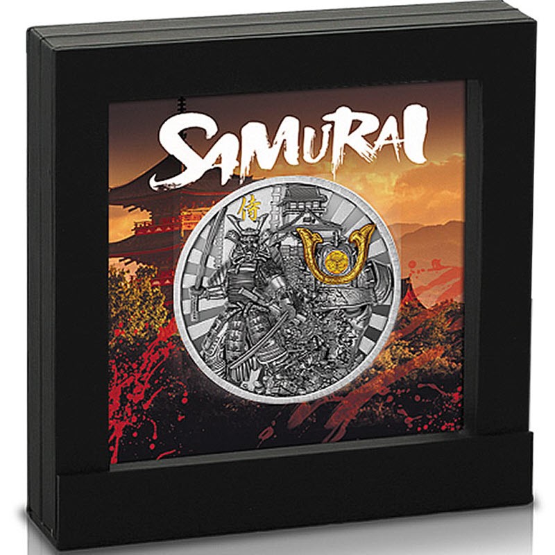 Серебряная монета Ниуэ "Самурай" 2019 г.в., 62.2 г чистого серебра (Проба 0,999)