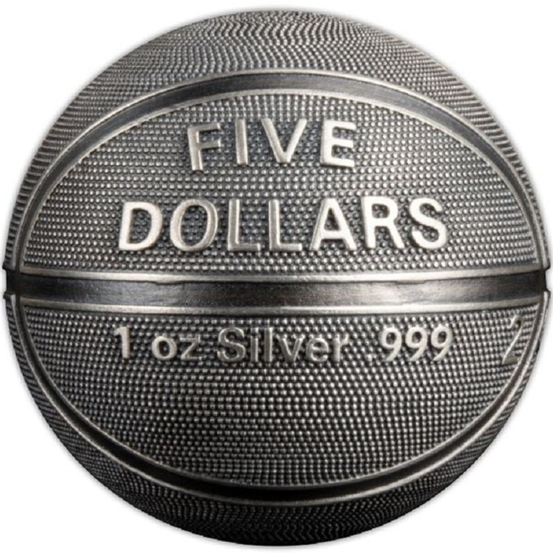 Серебряная монета Самоа "Баскетбольный мяч" 2021 г.в., 31.1 г чистого серебра (Проба 0,999)