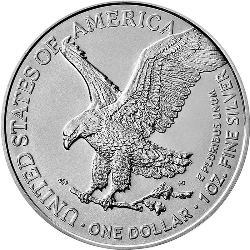 Серебряная монета США "Американский Орел" (Тип 2), 31.1 г чистого серебра (Проба 0,999)