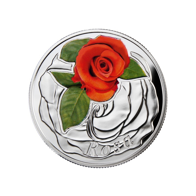 Серебряная монета Беларуси "Красота цветов. Роза" чистого серебра 13,08гр. (проба 0,925)