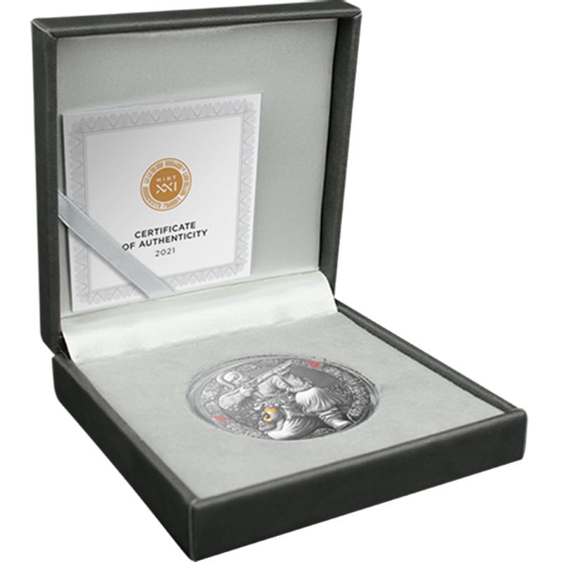Серебряная монета Камеруна "Легендарные воины. Запорожский казак" 2021 г.в., 93.3 г чистого серебра (Проба 0,999)