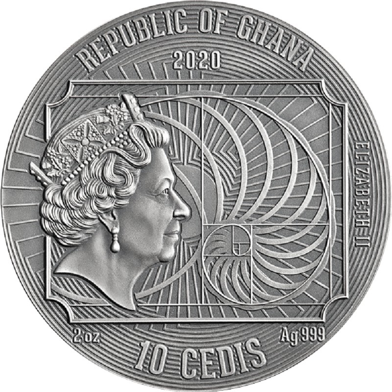 Серебряная монета Ганы "Величайшие художники мира. Густав Климт" 2020 г.в., 62.2 г чистого серебра (Проба 0,999)