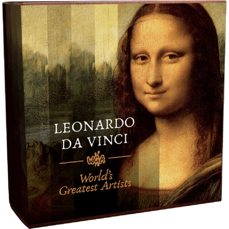 Серебряная монета Ганы "Величайшие художники мира. Леонардо да Винчи" 2019 г.в., 62.2 г чистого серебра (Проба 0,999)