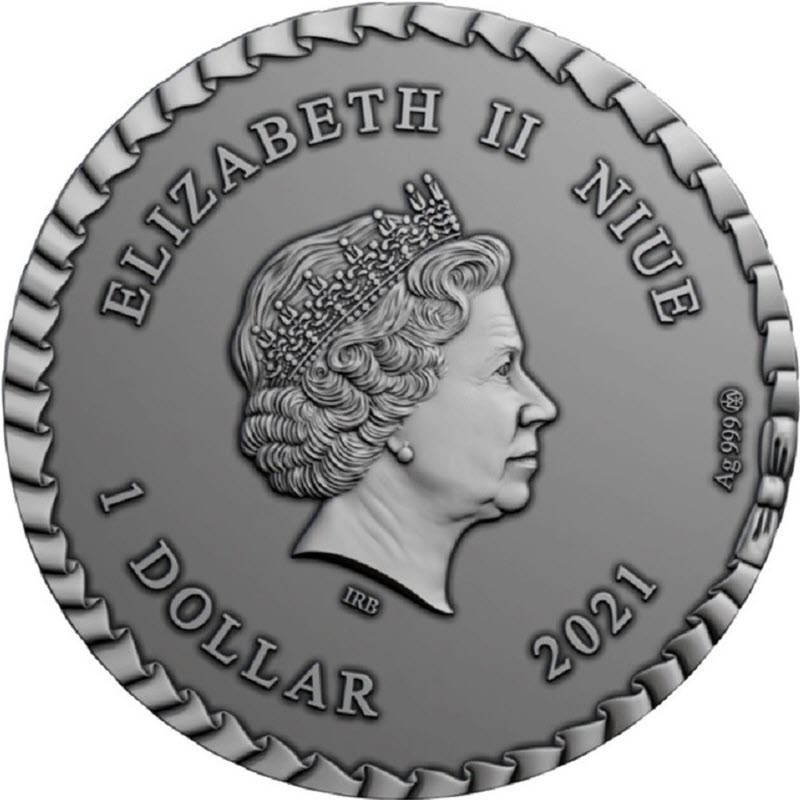Серебряная монета Ниуэ "Принцесса на горошине" 2021 г.в., 31.1 г чистого серебра (Проба 0,999)