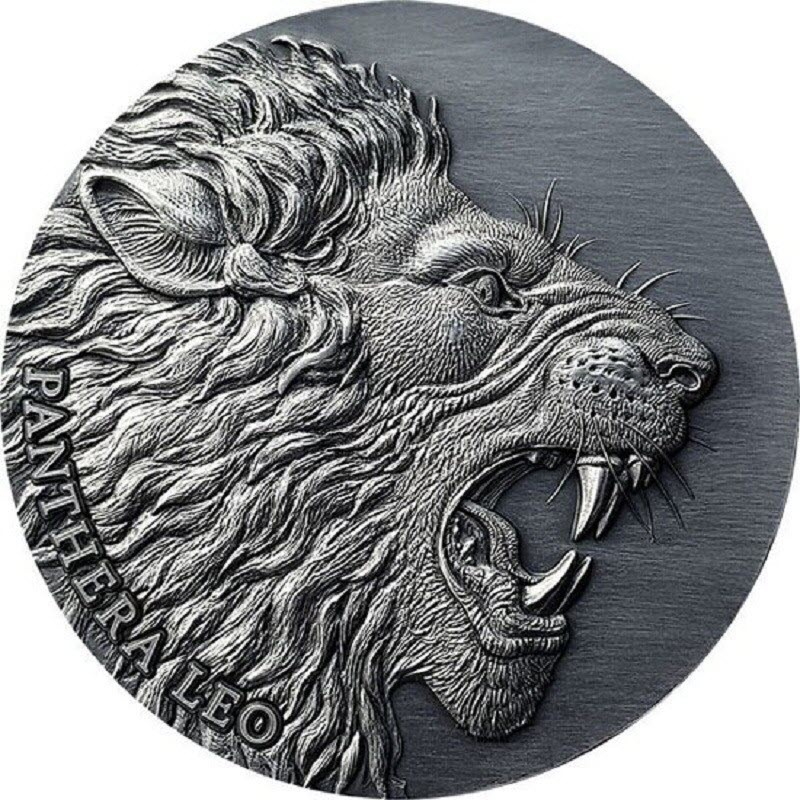 Серебряная монета Камеруна "Африканский лев" 2020 г.в., 62.2 г чистого серебра (Проба 0,999)