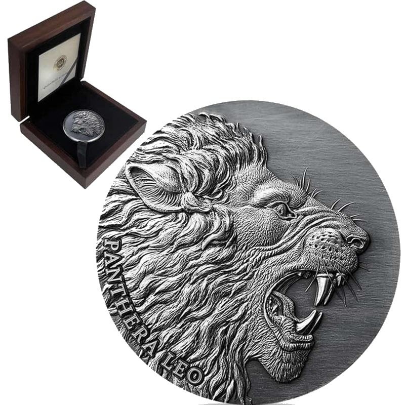 Серебряная монета Камеруна "Африканский лев" 2020 г.в., 62.2 г чистого серебра (Проба 0,999)