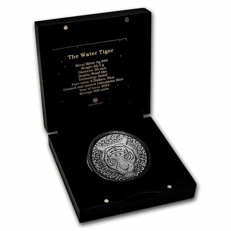 Серебряная монета Ниуэ "Год Тигра" 2022 г.в.(пруф), 62.2 г чистого серебра (Проба 0,999)
