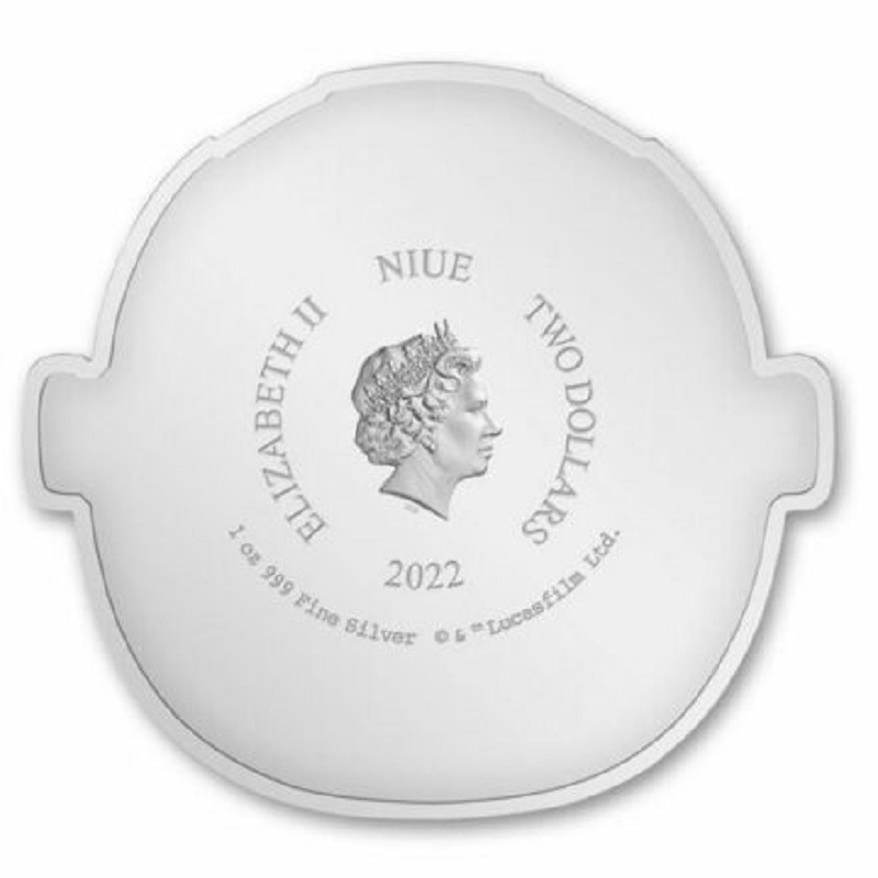 Серебряная монета Ниуэ "Звездные Войны: Малыш Грогу" 2022 г.в., 31.1 г чистого серебра (Проба 0,999)