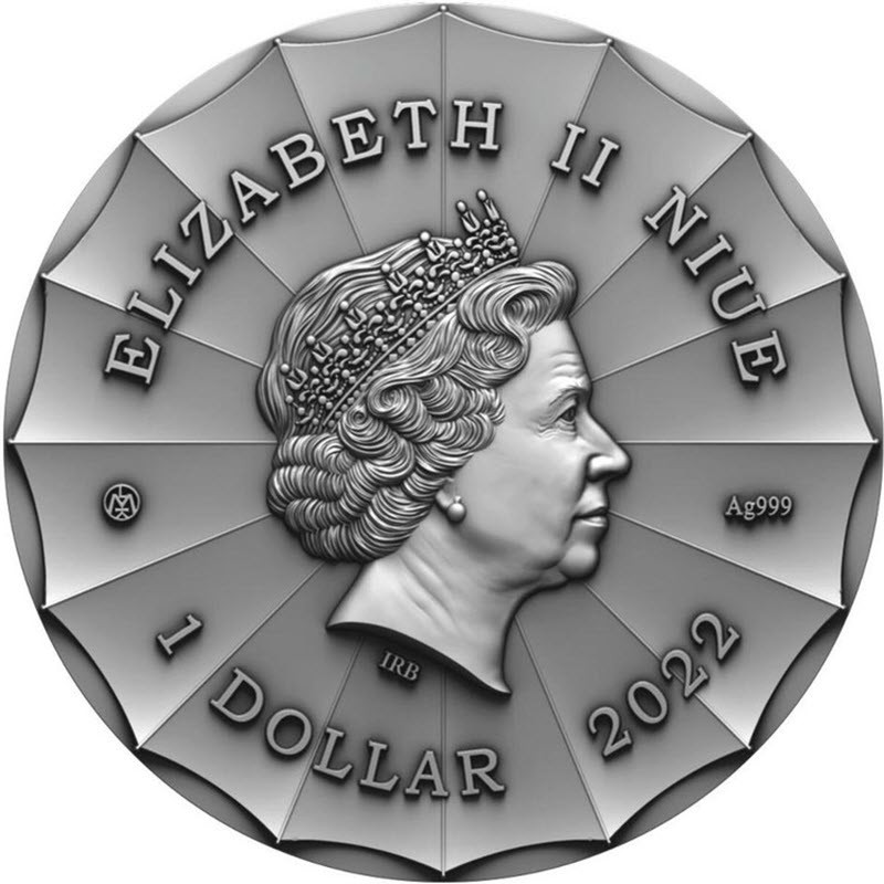Серебряная монета Ниуэ "Волшебная няня Мэри Поппинс" 2022 г.в., 31.1 г чистого серебра (Проба 0,999)