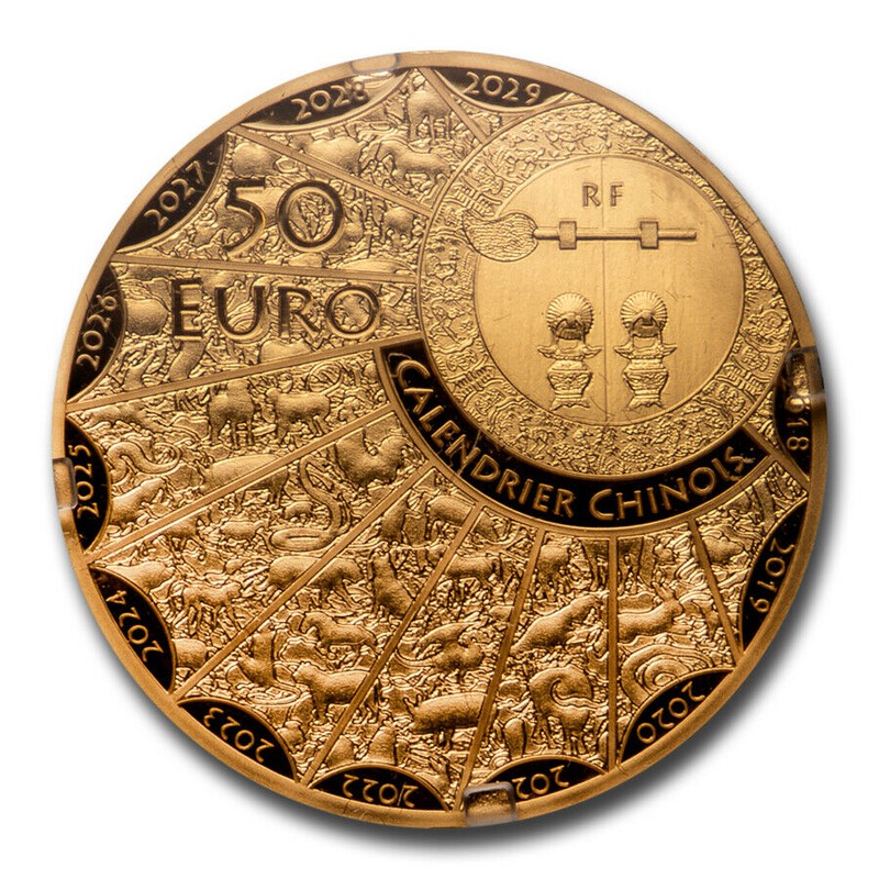Золотая монета Франции "Год Быка" 2021 г.в., 7.78 г чистого золота (Проба 0,999)