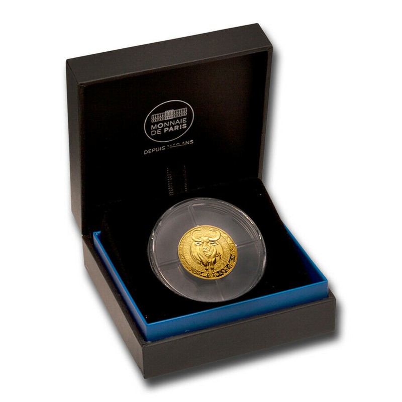 Золотая монета Франции "Год Быка" 2021 г.в., 7.78 г чистого золота (Проба 0,999)