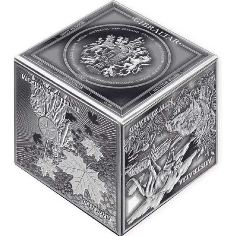 Серебряная монета Гибралтара "Самые известные монеты" 2022 г.в., 1000 г чистого серебра (Проба 0,999)