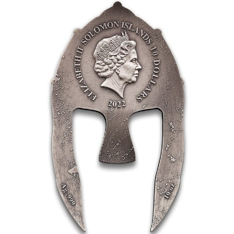 Серебряная монета Соломоновых островов "Шлем викинга" 2022 г.в., 311 г чистого серебра (Проба 0,999)