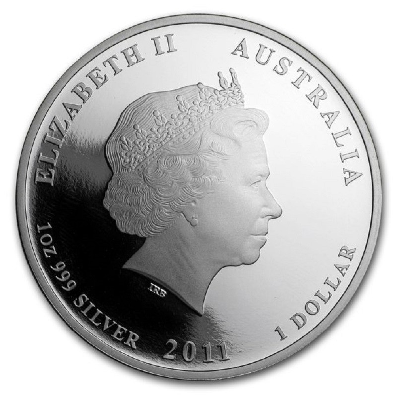 Серебряная монета Австралии "Год Кролика" 2011 г.в. (пруф), 31.1 г чистого серебра (Проба 0,999)