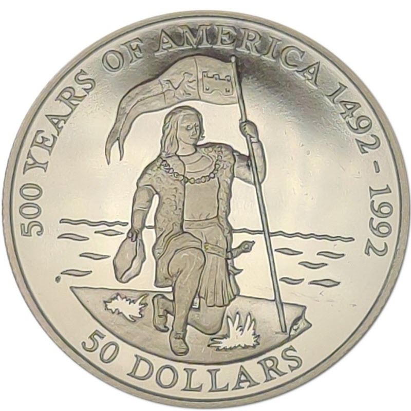 Золотая монета Островов Кука "500 лет Открытия Америки" 1991 г.в., 4.54 г чистого золота (Проба 0,583)