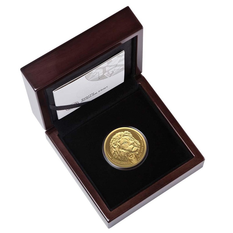 Золотая монета ЮАР "Большая пятерка: Лев" 2022 г.в. (2-я серия), 31.1 г чистого золота (Проба 0,9999)