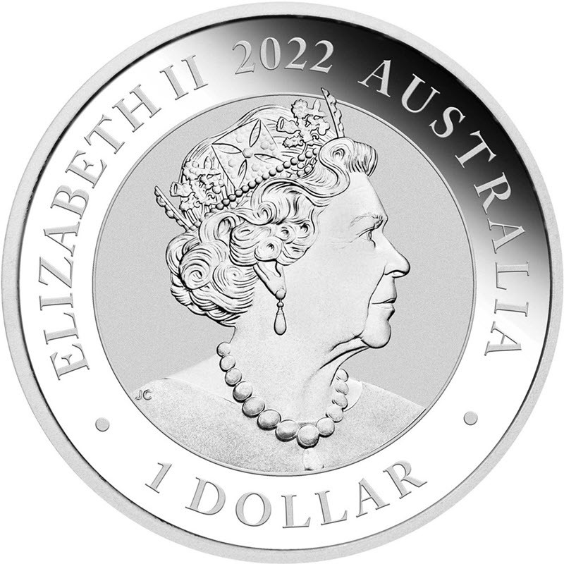 Серебряная монета Австралии «Лебедь» 2022 г.в., 31.1 г чистого серебра (Проба 0.9999)