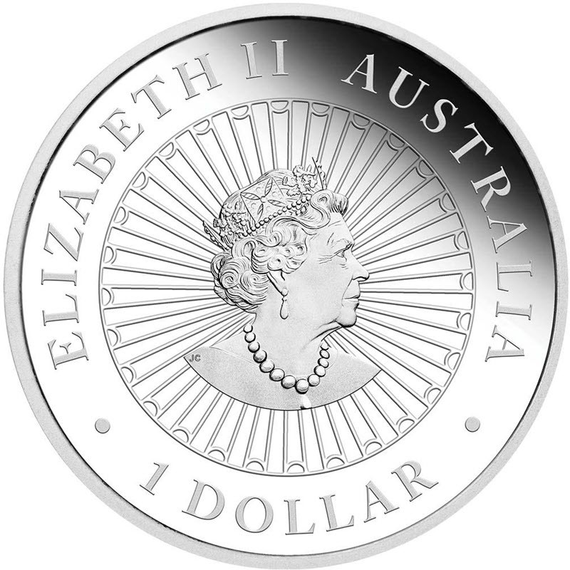 Серебряная монета Австралии "Австралийский опал. Год Тигра" 2022 г.в., 31.1 г чистого серебра (Проба 0,9999)