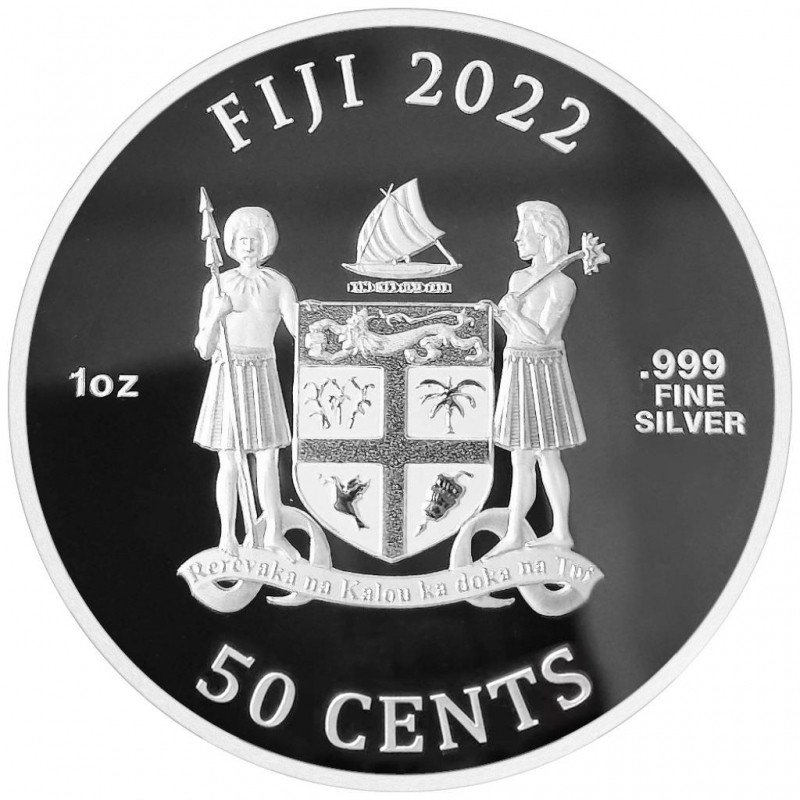 Серебряная монета Фиджи "Собаки" (1 выпуск) 2022 г.в., 31.1 г чистого серебра (Проба 0,999)