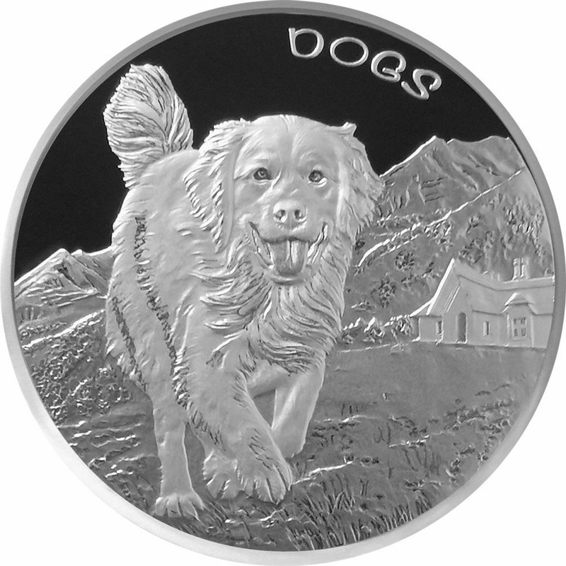 Серебряная монета Фиджи "Собаки" (1 выпуск) 2022 г.в., 31.1 г чистого серебра (Проба 0,999)