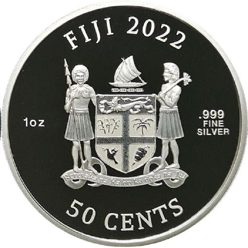 Серебряная монета Фиджи "Кошки" (1 выпуск) 2022 г.в. с цветом, 31.1 г чистого серебра (Проба 0,999)