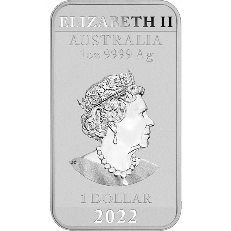 Серебряная монета Австралии "Китайский дракон" 2022 г., 31.1 г чистого серебра (Проба 0,9999)