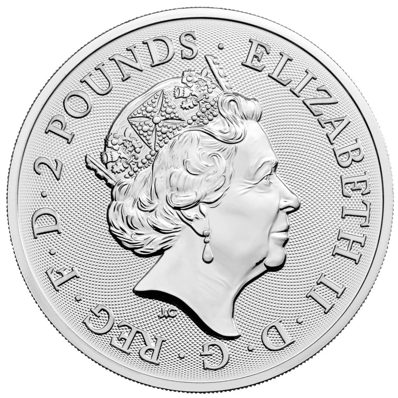 Серебряная монета Великобритании "Мифы и легенды. Маленький Джон" 2022 г.в., 31.1 г чистого серебра (Проба 0,999)