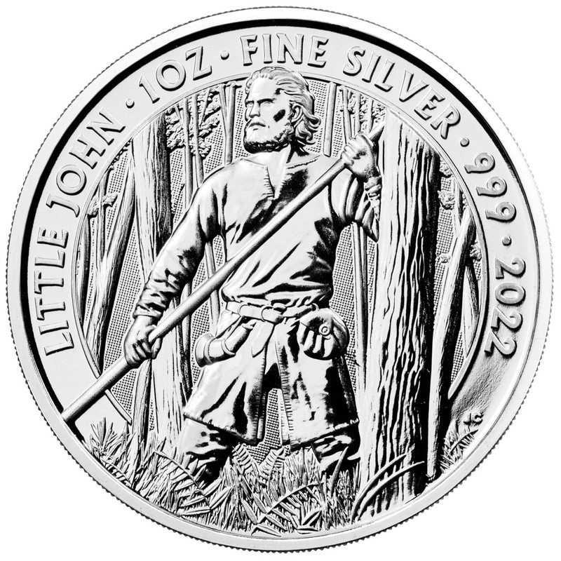 Серебряная монета Великобритании "Мифы и легенды. Маленький Джон" 2022 г.в., 31.1 г чистого серебра (Проба 0,999)